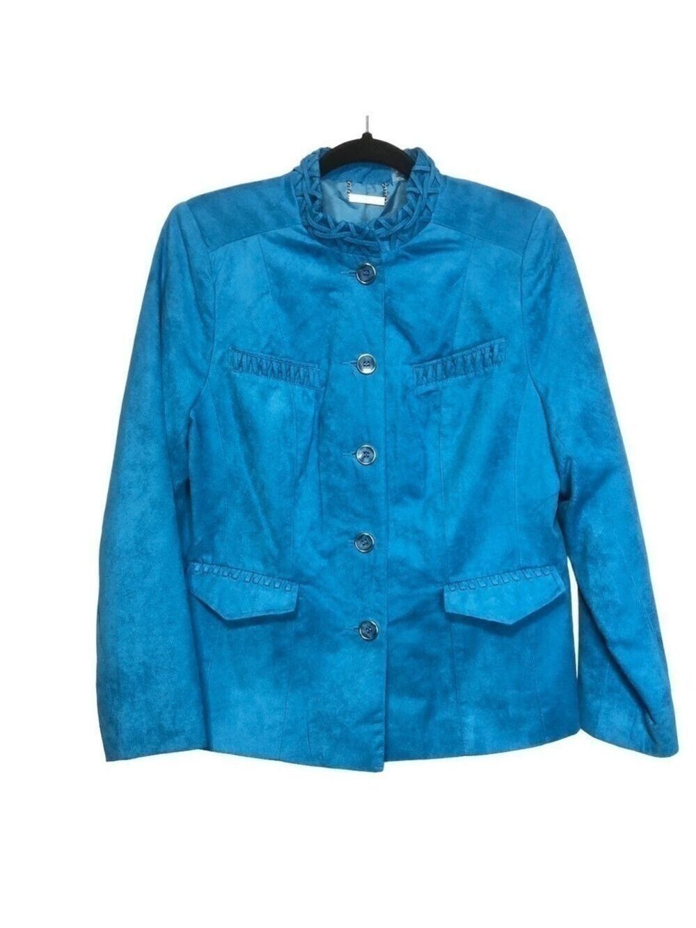 NWT Tanjay Bright Blue Faux Suede Blazer Jacket, size 8P